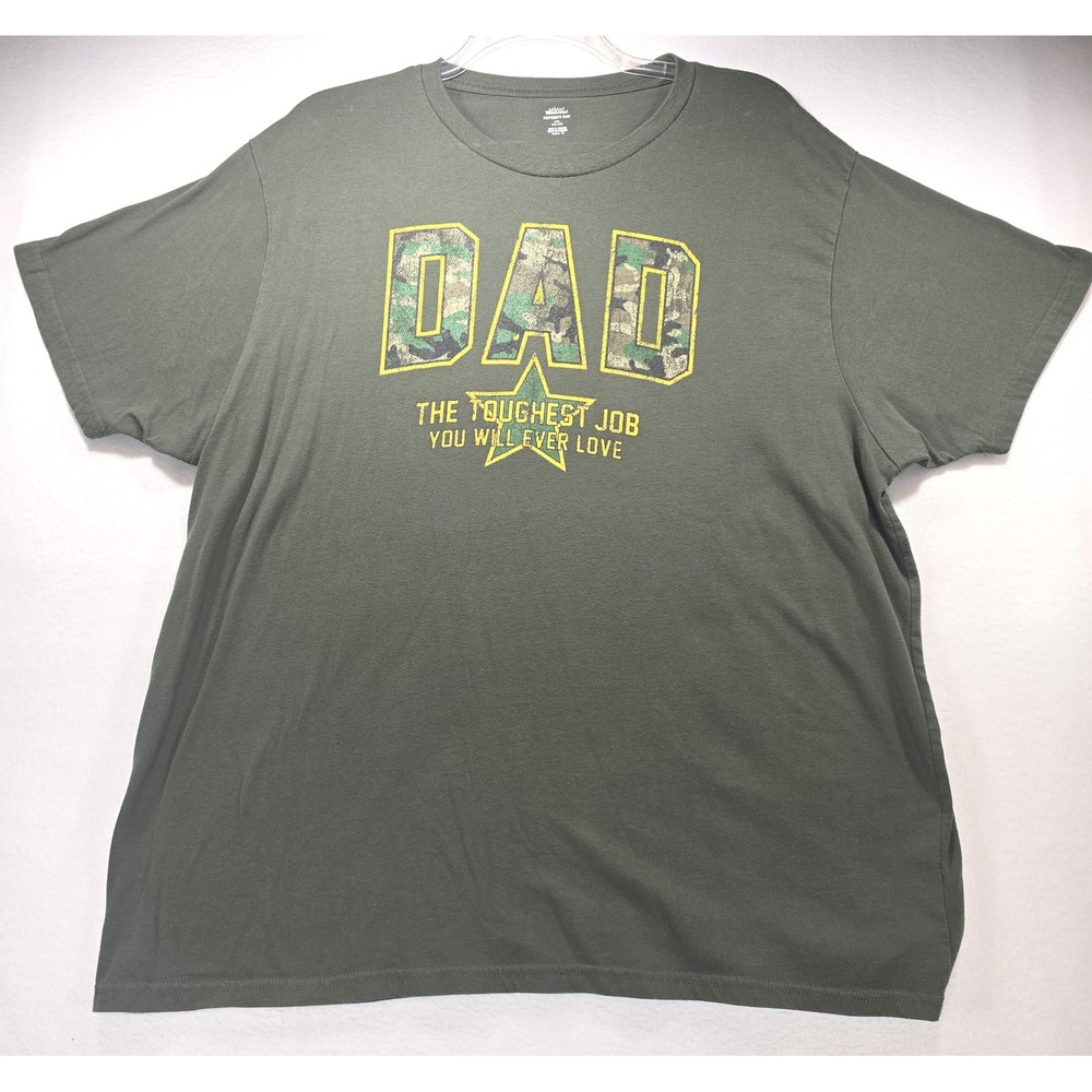Way to Celebrate Fathers Day T-Shirt Mens 3XL Green Camo Dad Toughest Job Tee
